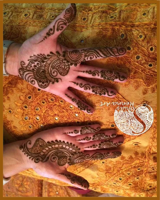 Minimal Front Hand Mehndi Design Using Leafy Rings